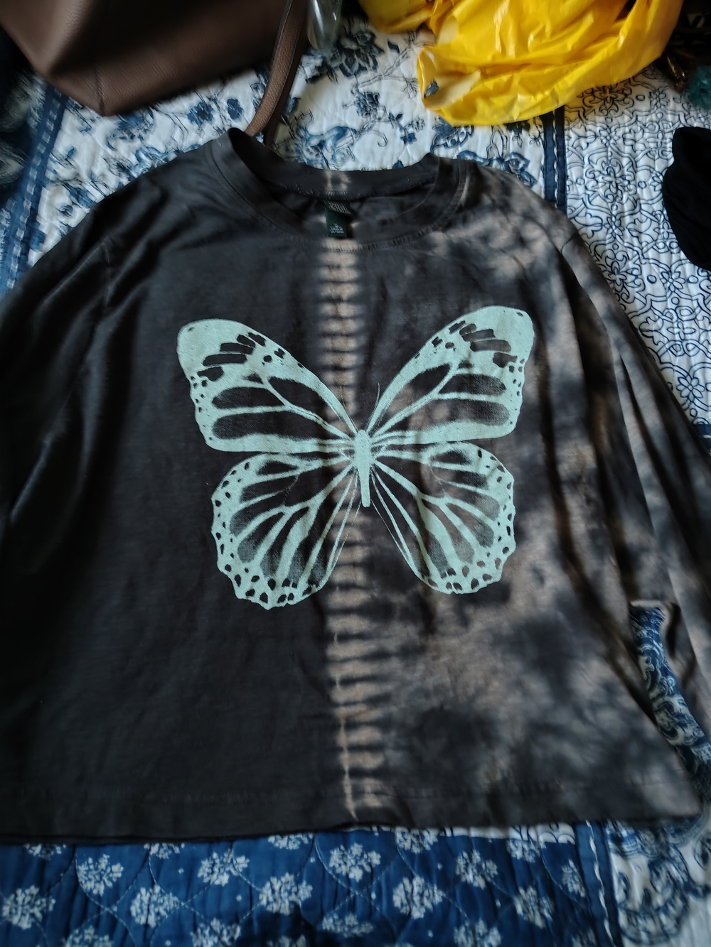 wild fable Black Top with Mint Butterfly Graphic Tye Die Size M